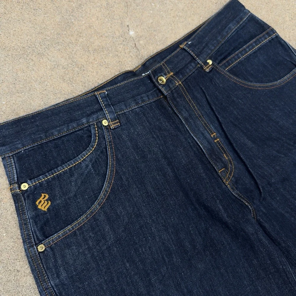 VTG Rocawear Baggy Blue Denim Jeans Men's 42x33 Wide Leg Loose Fit Hip Hop Y2K‎